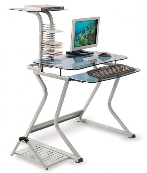 Стеклянный компьютерный стол DL-010PG имеет простой дизайн и привлекательный