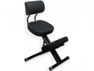 Коленный стул со спинкой «КМ01BM Black»